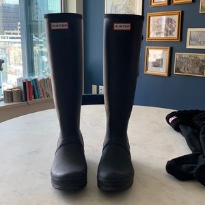 Hunter Original Black Adjustable Tall Rain Boot Size US 7M